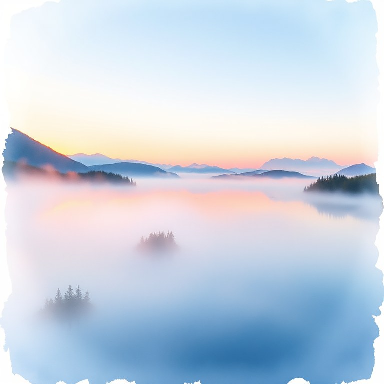 Image generated by Image Desk from that prompt: a watercolour landscape of a misty mountain lake at dawn